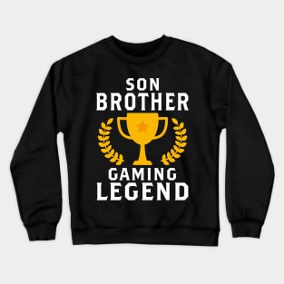 Son Brother Gaming Legend Gamer Gifts For Teen Boys Gaming Crewneck Sweatshirt